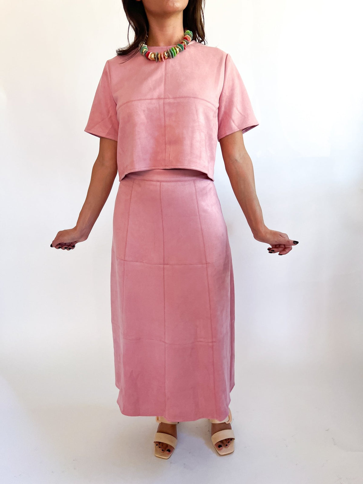 Blush Faux Suede Cropped Top - Swoon Boutique New Orleans