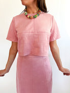 Blush Faux Suede Cropped Top - Swoon Boutique New Orleans
