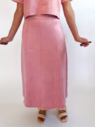 Blush Faux Suede Midi Skirt - Swoon Boutique New Orleans