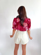 Bordeaux Botanical Button Front Blouse - Swoon Boutique New Orleans