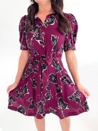 Bordeaux Floral Belted Mini Dress - Swoon Boutique New Orleans