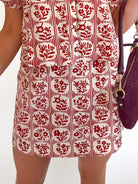 Brick Bloom Mini Skirt - Swoon Boutique New Orleans