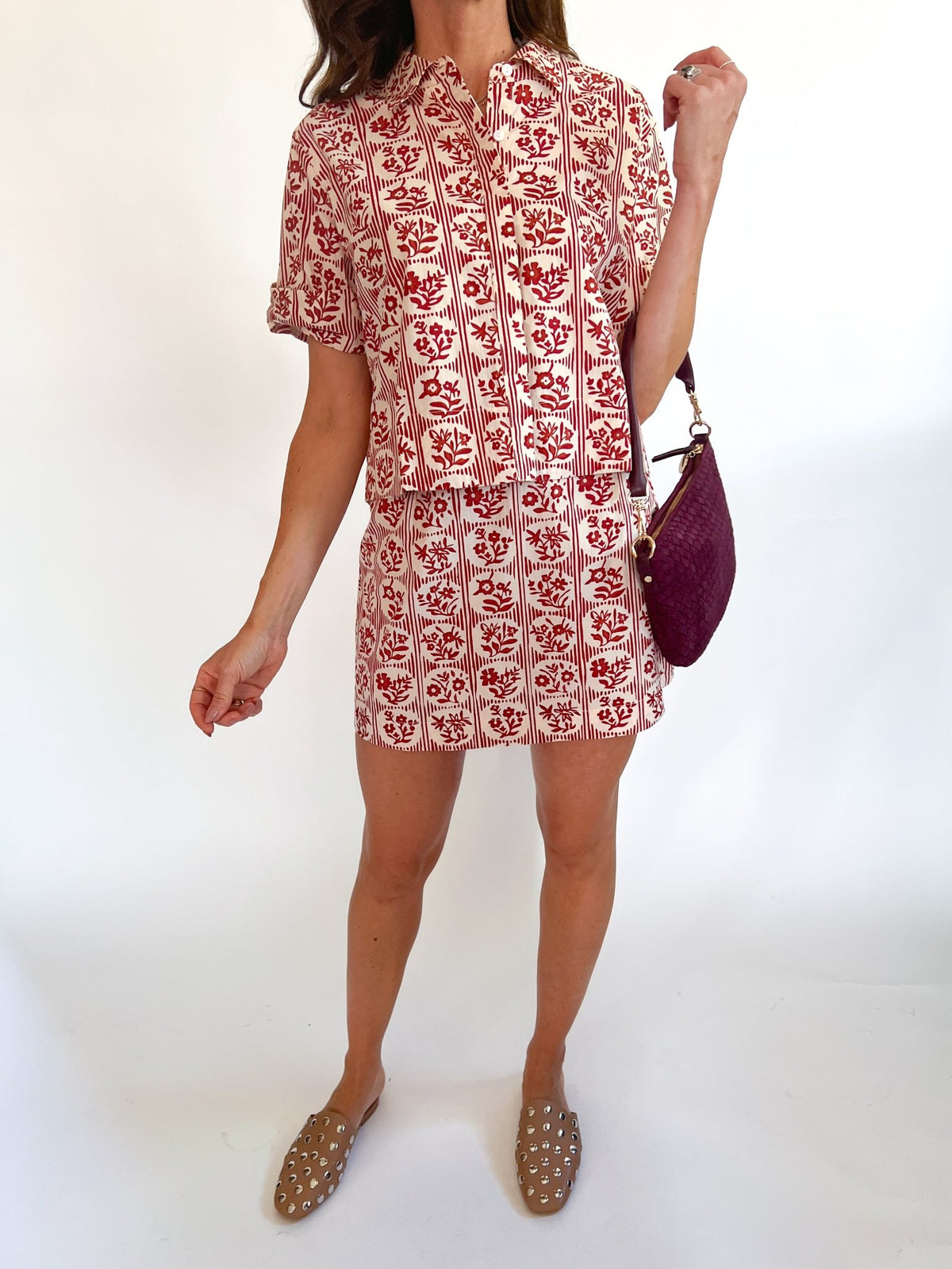 Brick Bloom Mini Skirt - Swoon Boutique New Orleans