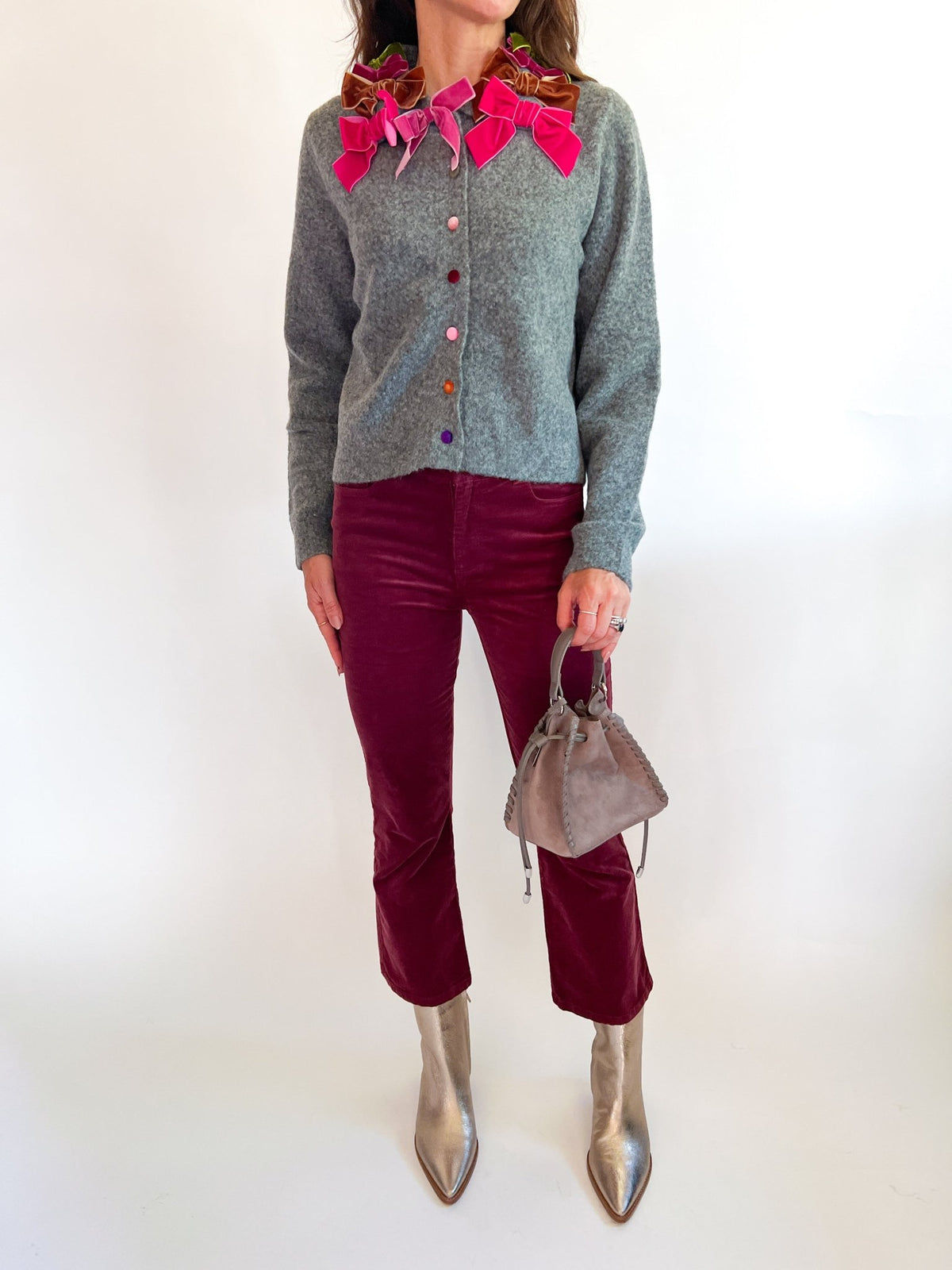 Brisana Velvet Bow Cardigan - Swoon Boutique New Orleans