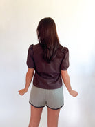 Brown Faux Suede Short Sleeve Top - Swoon Boutique New Orleans