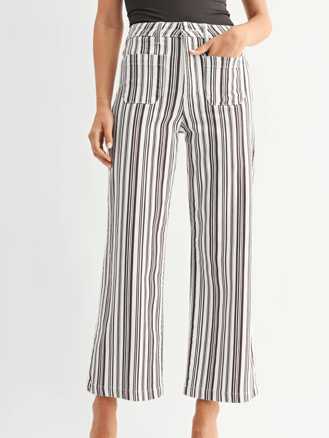 Brown Stripe Wide Leg Jeans - Swoon Boutique New Orleans