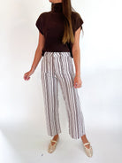 Striped wide leg jeans