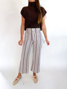 Brown Stripe Wide Leg Jeans - Swoon Boutique New Orleans