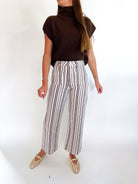 Brown Stripe Wide Leg Jeans - Swoon Boutique New Orleans