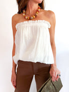 Bubble Hem Strapless Top - Swoon Boutique New Orleans