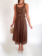 Button Down Eyelet Sleeveless Midi Dress - Swoon Boutique New Orleans