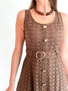 Button Down Eyelet Sleeveless Midi Dress - Swoon Boutique New Orleans