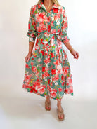 Button Up Tie Waist Maxi - Swoon Boutique New Orleans