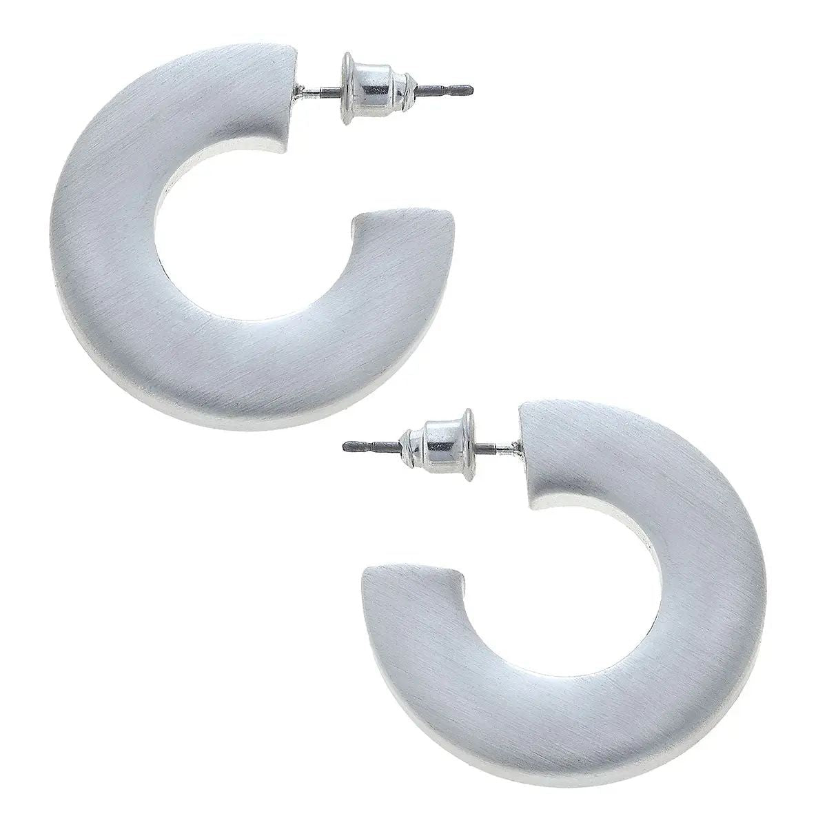Cali Large Flat Hoop Earrings by Canvas Style in shiny gold and satin silver