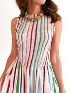 Candy Stripe Smocked Midi Dress - Swoon Boutique New Orleans