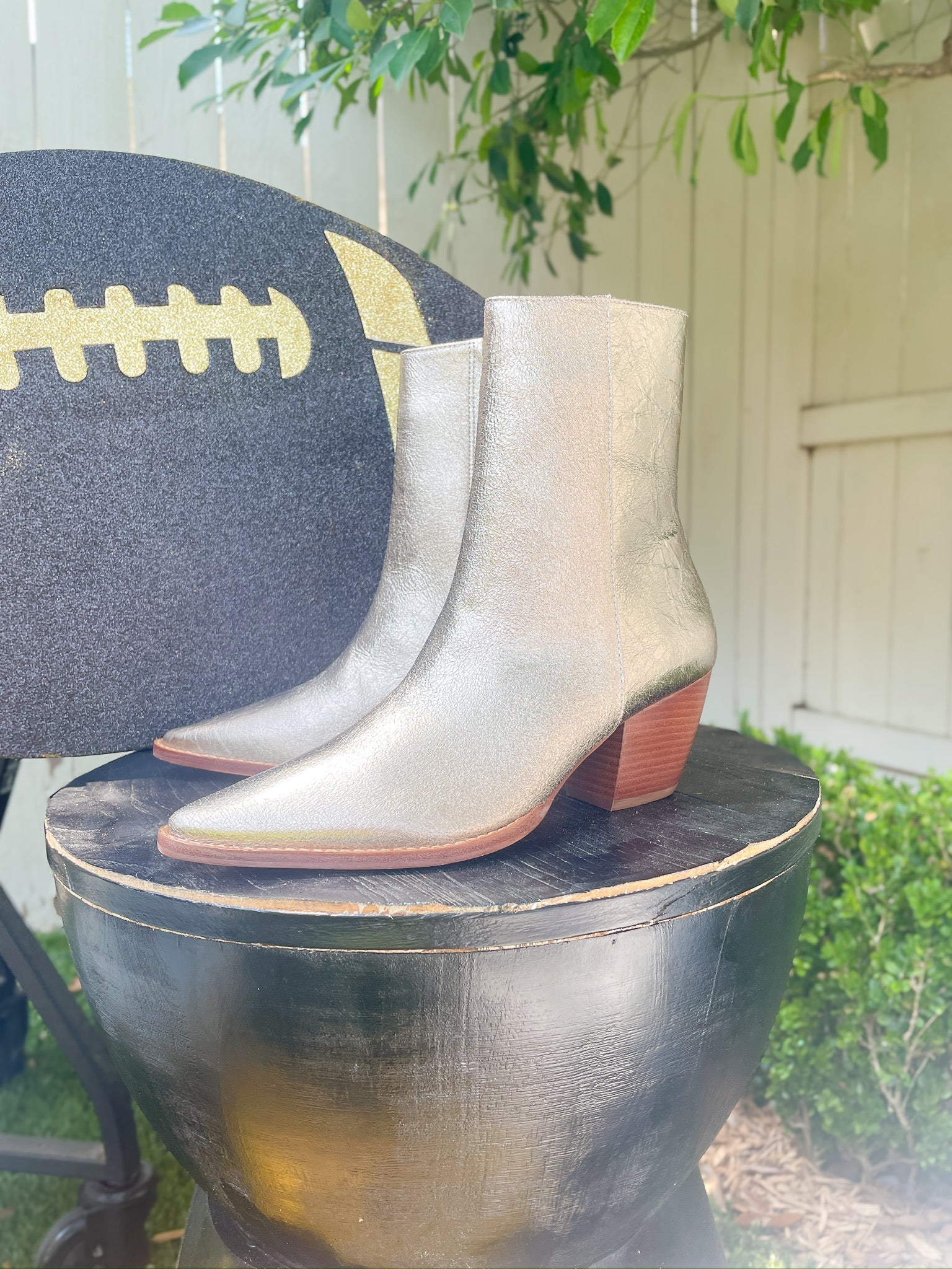 Caty Gold Crinkle Ankle Boots - Swoon Boutique New Orleans