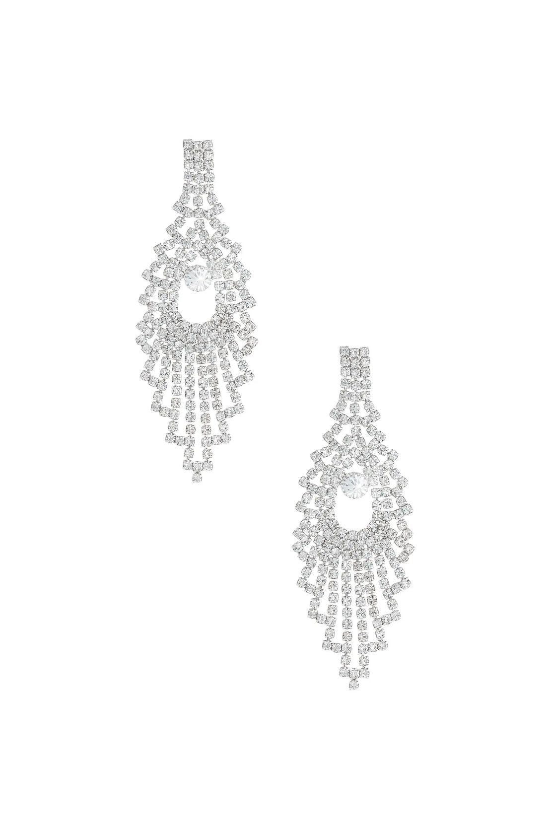 Silver-plated crystal chandelier drop earrings