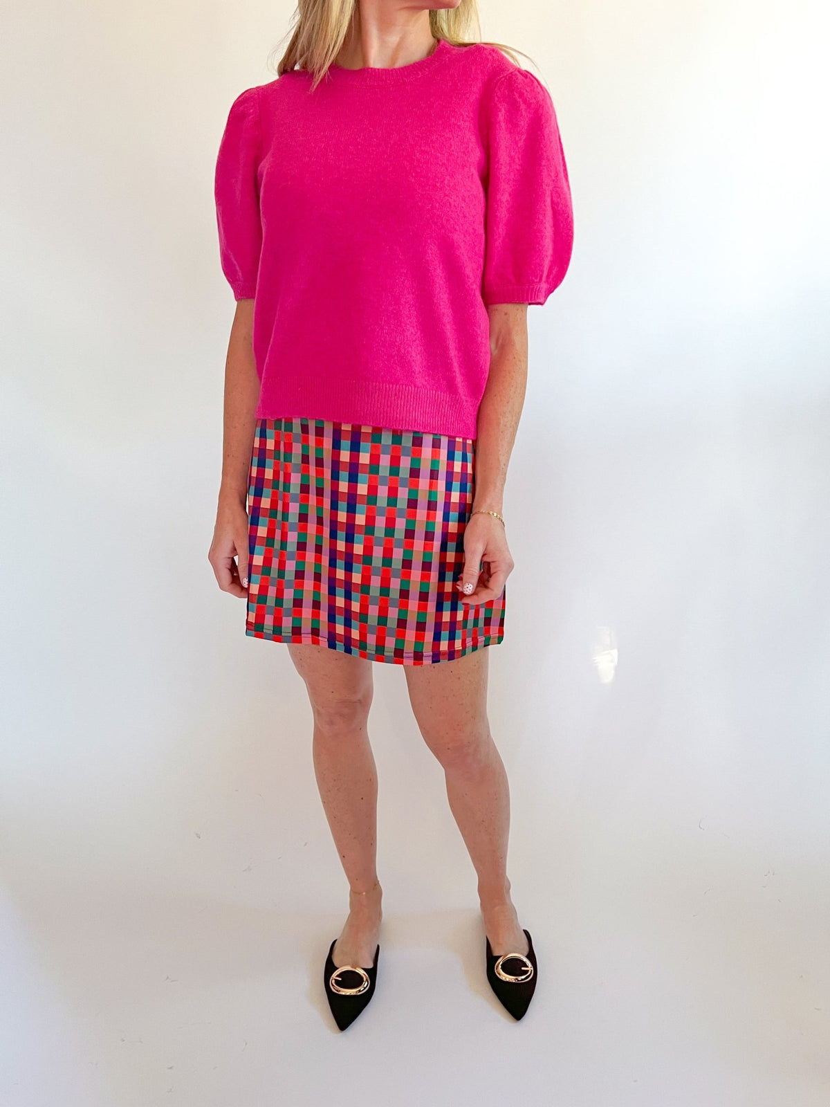 Cherry Yulia Knit Puff Sleeve Top - Swoon Boutique New Orleans