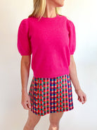 Cherry Yulia Knit Puff Sleeve Top - Swoon Boutique New Orleans