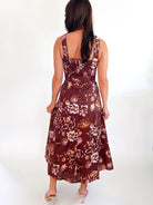 Chocolate Floral Belted Maxi Dress - Swoon Boutique New Orleans