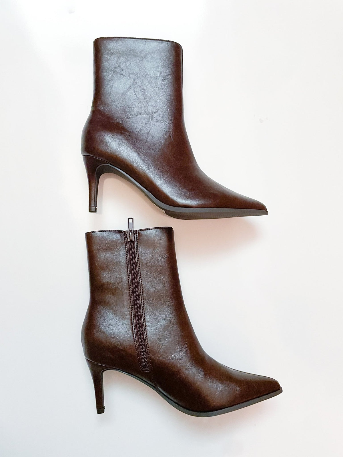 Chocolate Leather Stiletto Ankle Bootie Shoe - Swoon Boutique New Orleans