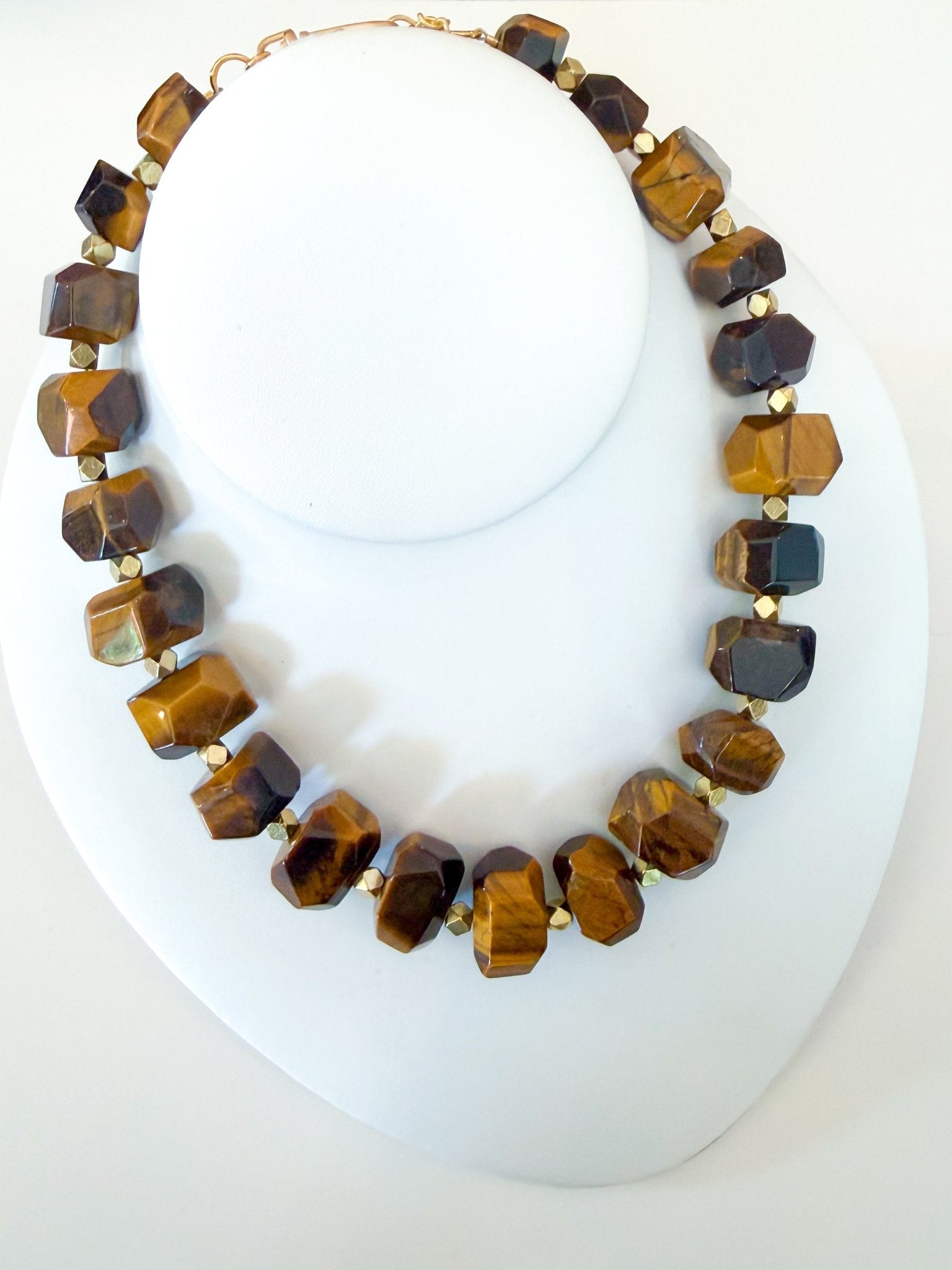 Brown chunky gemstone statement necklace