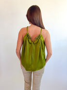 Citron Satin Pleated Top - Swoon Boutique New Orleans