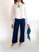 Classic Peplum Button Blouse - Swoon Boutique New Orleans