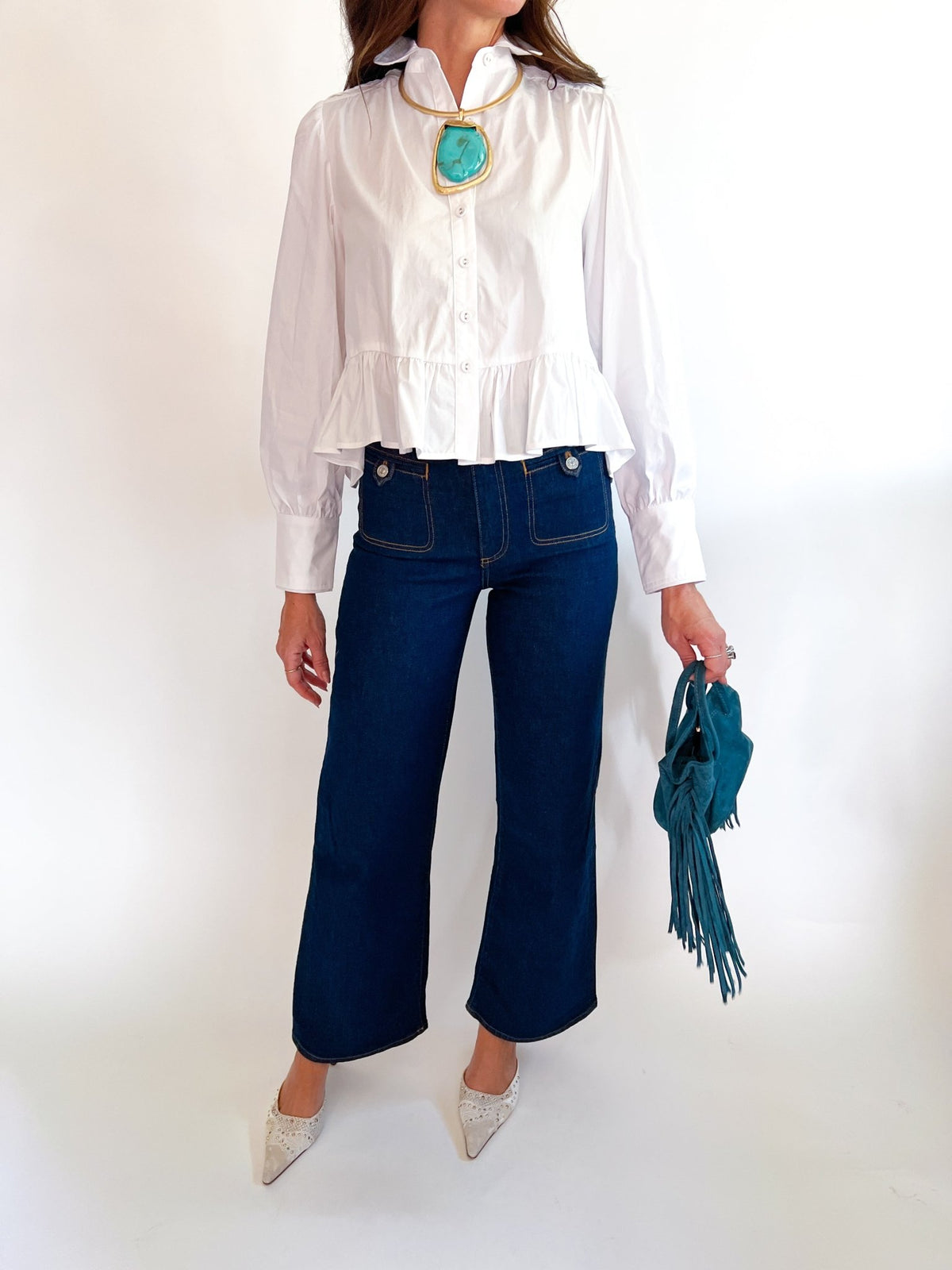 Classic Peplum Button Blouse - Swoon Boutique New Orleans