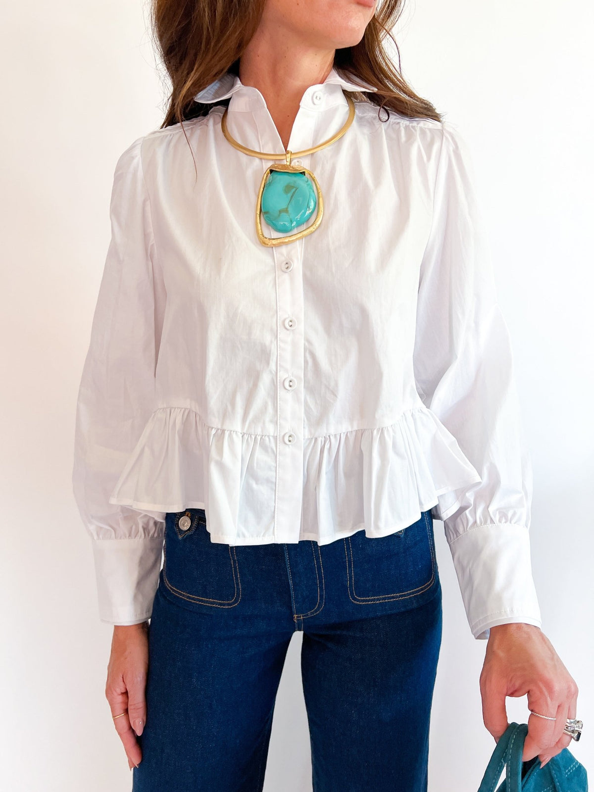 Classic Peplum Button Blouse - Swoon Boutique New Orleans