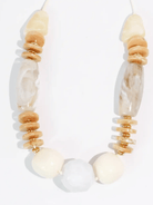 Coastal Stone Statement Necklace with creamy stone beads and gold accents