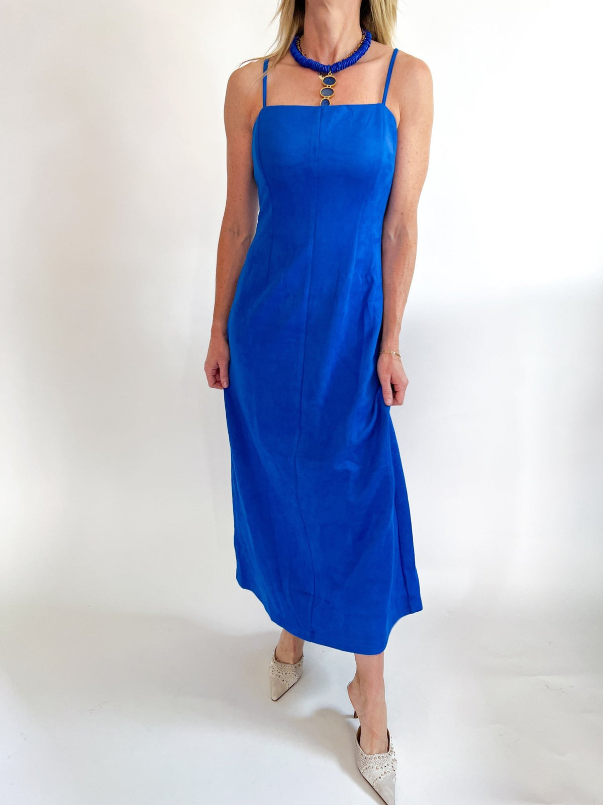 Cobalt Square Neck Midi Dress - Swoon Boutique New Orleans