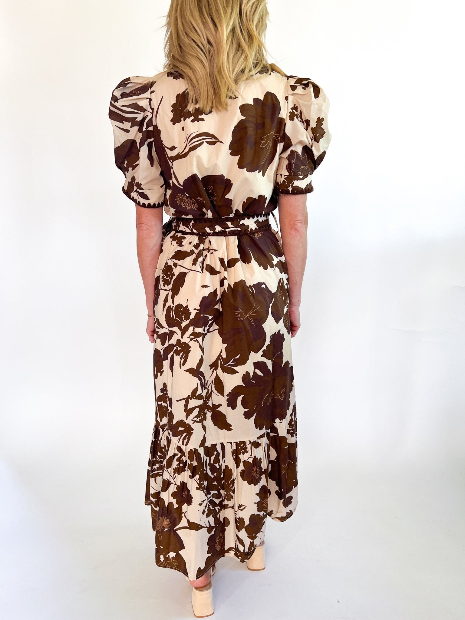 Cocoa Bloom Wrap Midi Dress - Swoon Boutique New Orleans
