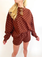 Cocoa Dot Long Sleeve Top - Swoon Boutique New Orleans