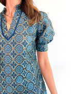 Collar Trimmed V Neck Dress - Swoon Boutique New Orleans