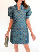 Collar Trimmed V Neck Dress - Swoon Boutique New Orleans