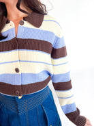 Collared Knit Stripe Sweater - Swoon Boutique New Orleans