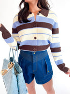 Collared Knit Stripe Sweater - Swoon Boutique New Orleans