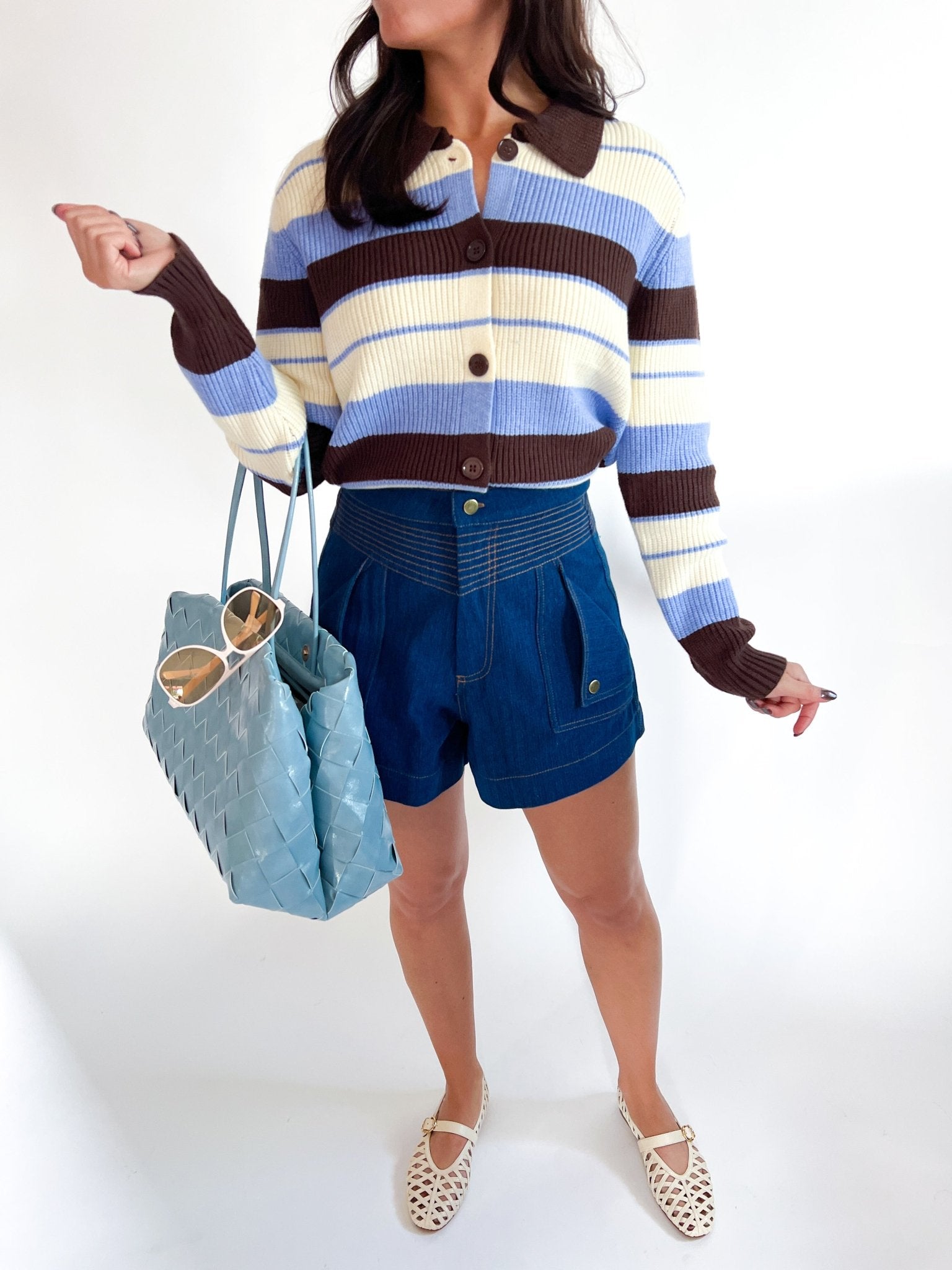 Collared Knit Stripe Sweater - Swoon Boutique New Orleans