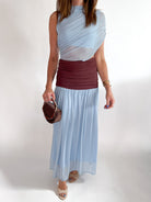 Colorblock Pleated Waist Maxi Dress - Swoon Boutique New Orleans
