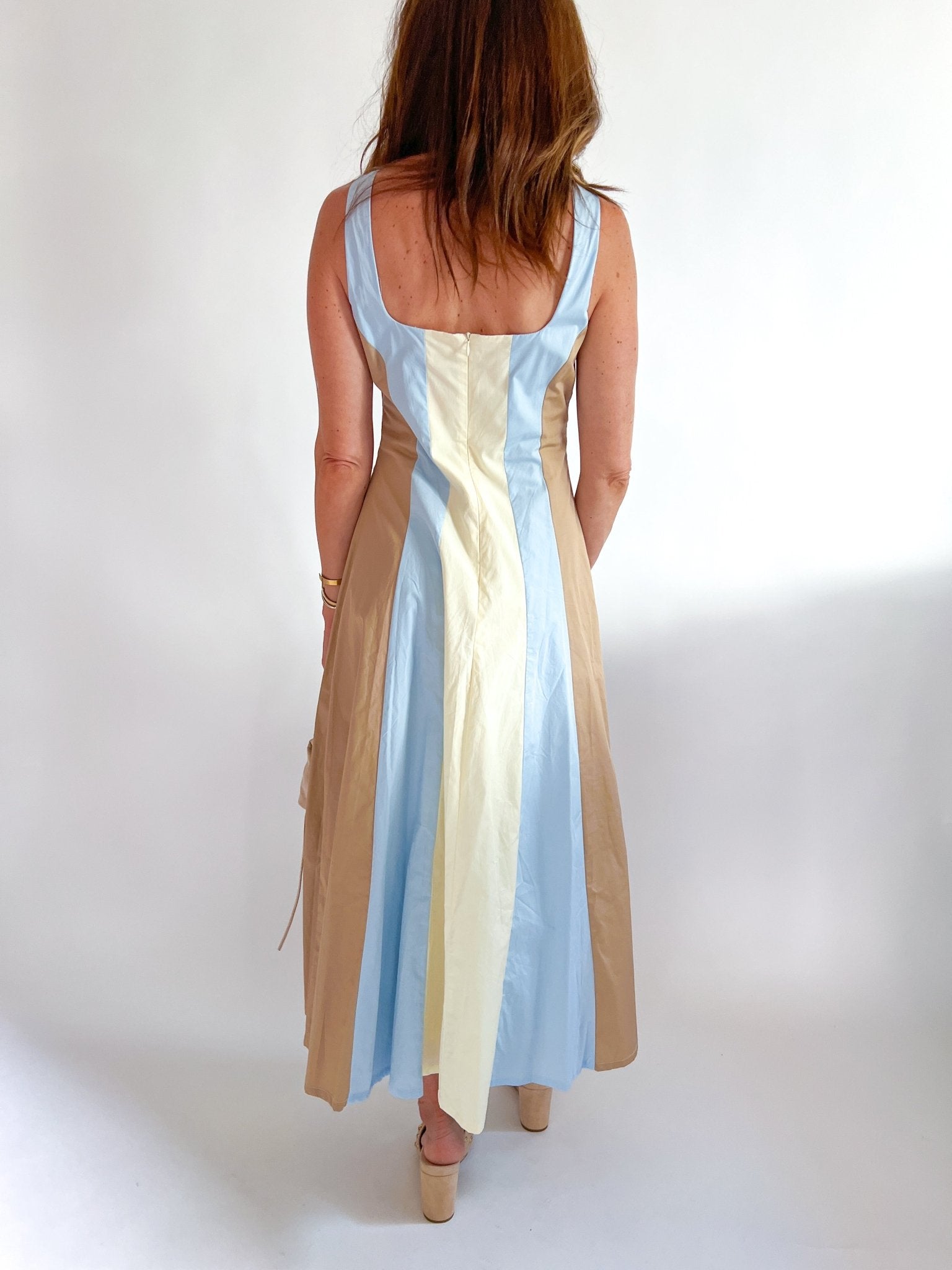 Colorblock Square Neck Sleeveless Maxi Dress - Swoon Boutique New Orleans
