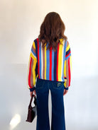 Colorful Stripe Mock Neck Sweater - Swoon Boutique New Orleans