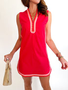 Contrast Trim Sleeveless Shift Mini Dress - Swoon Boutique New Orleans