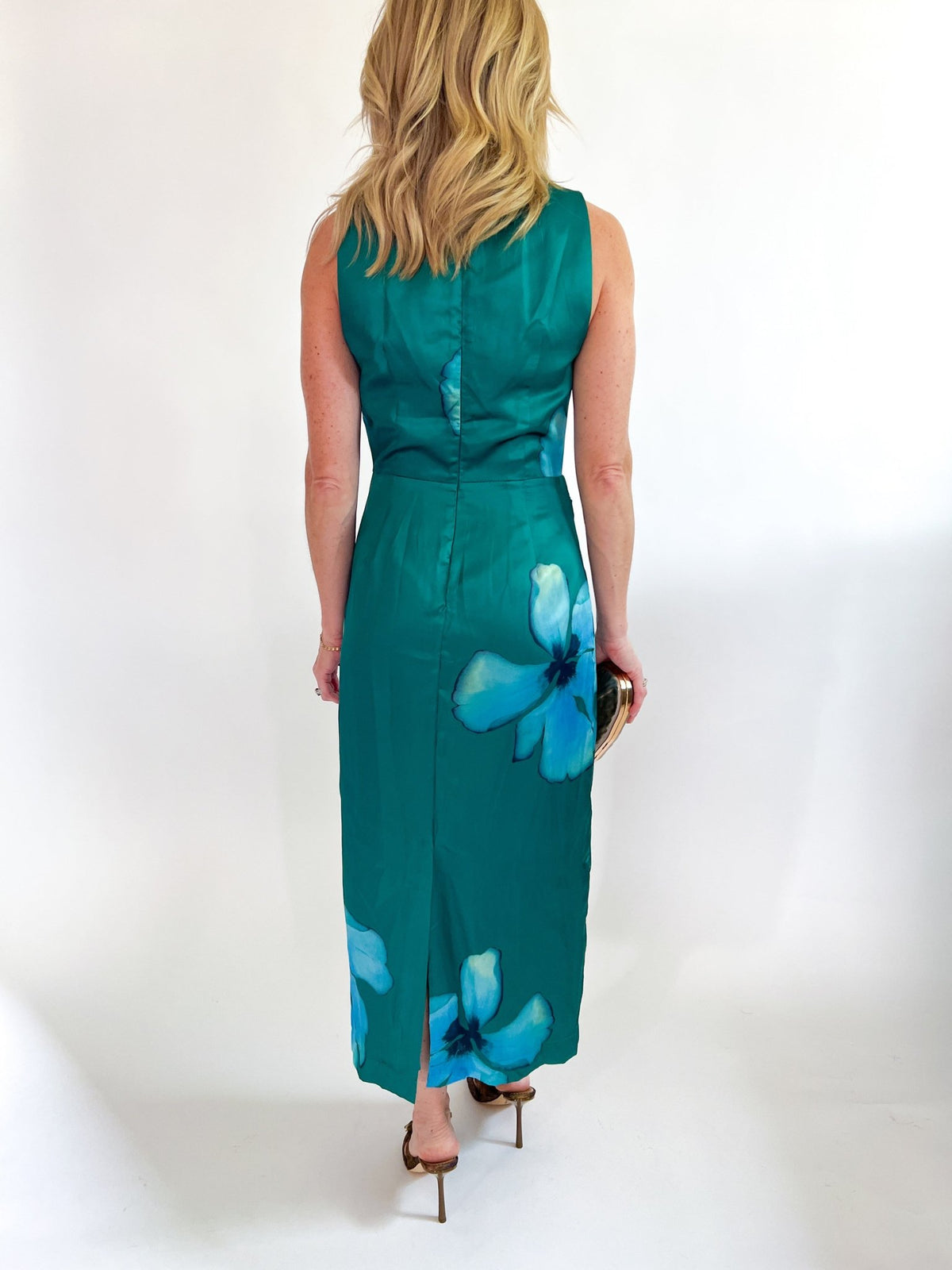 Cowl Neck Sleeveless Pleated Waist Midi Dress - Swoon Boutique New Orleans