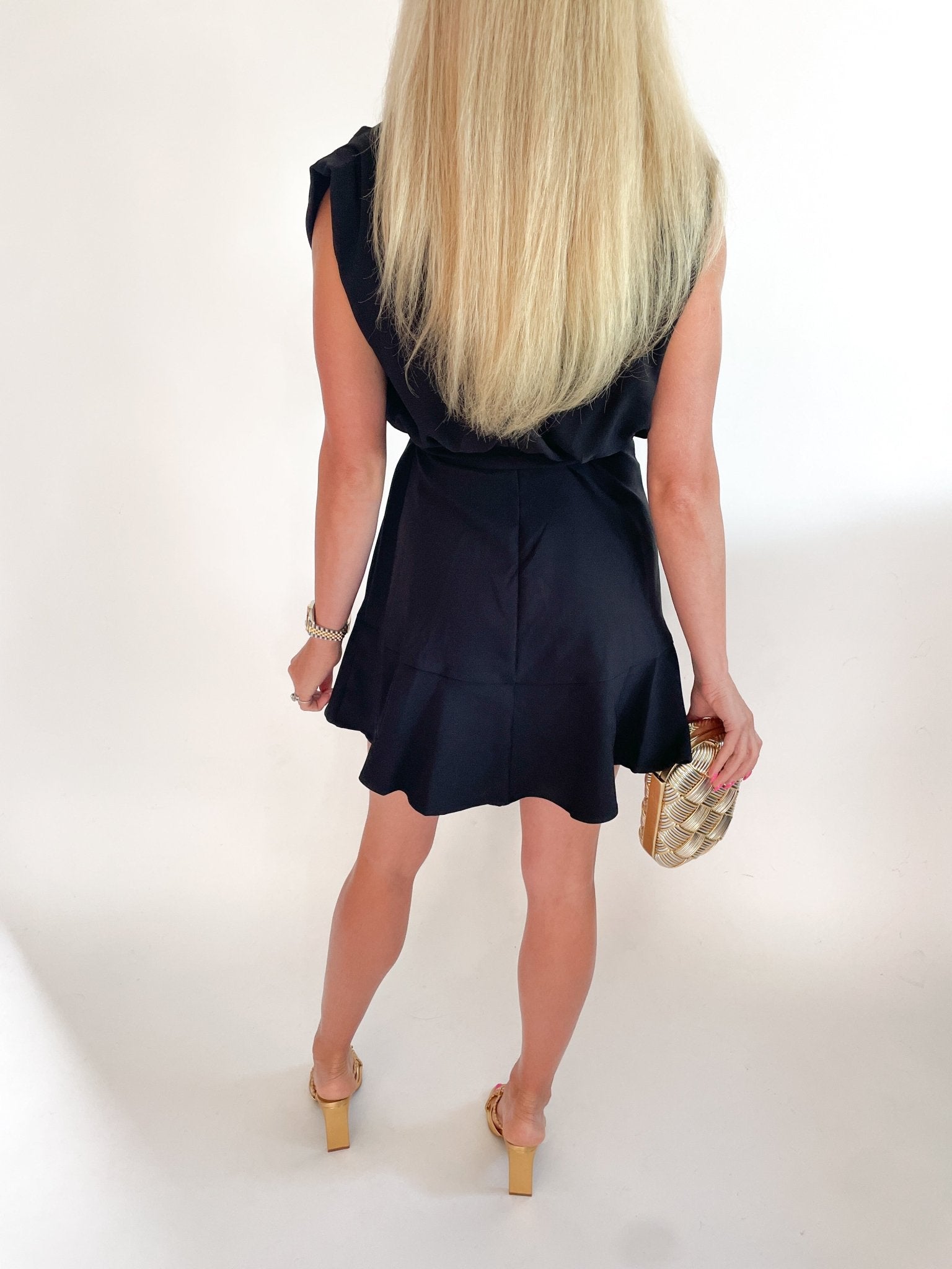 Cowl Neck Sleeveless Waist Tie Mini Dress - Swoon Boutique New Orleans