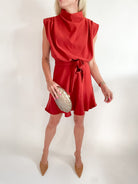 Cowl Neck Sleeveless Waist Tie Mini Dress - Swoon Boutique New Orleans