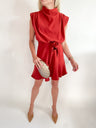 Cowl Neck Sleeveless Waist Tie Mini Dress - Swoon Boutique New Orleans