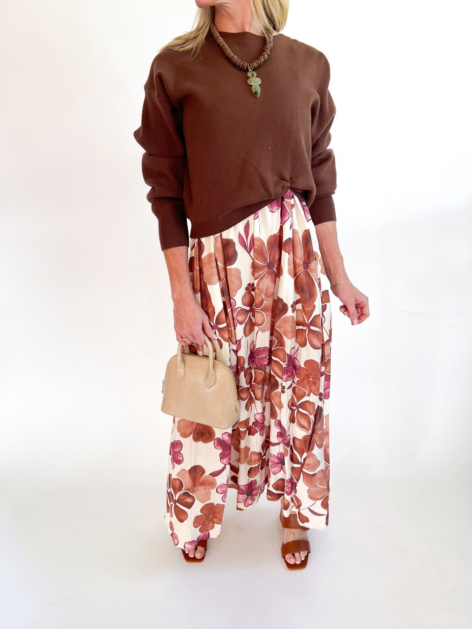 Crew Neck Knit Sweater Dress - Swoon Boutique New Orleans