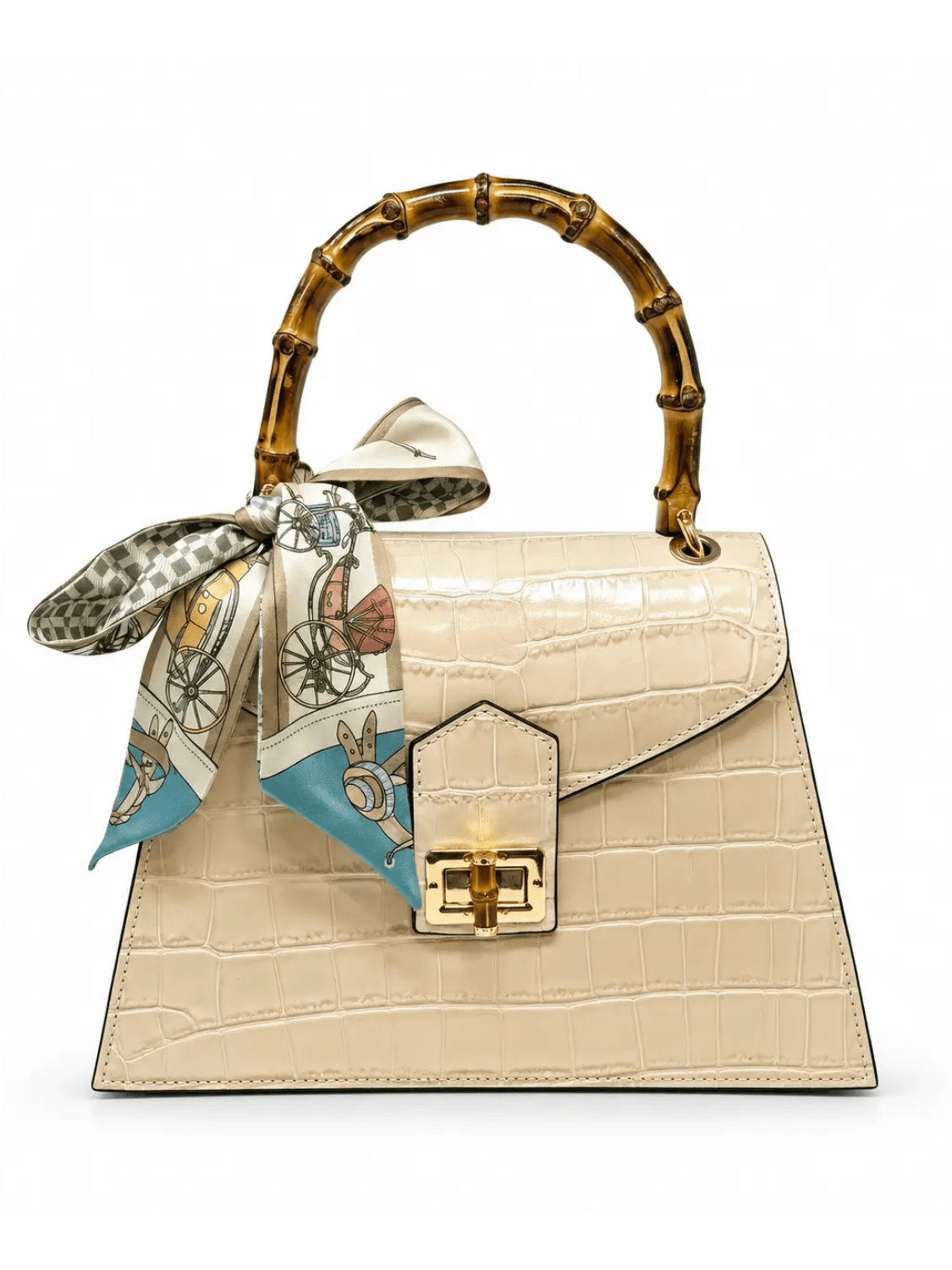Croc Embossed Top Handle Bag - Swoon Boutique New Orleans