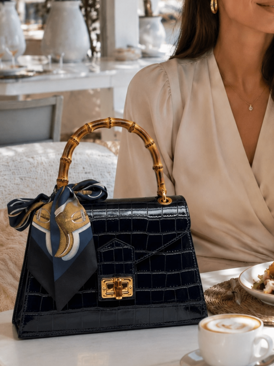 Croc Embossed Top Handle Bag - Swoon Boutique New Orleans